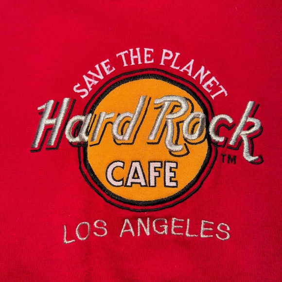 Hard Rock Café Los Angelos 90s Vintage Red Crewneck Sweater - Picture 3 of 5